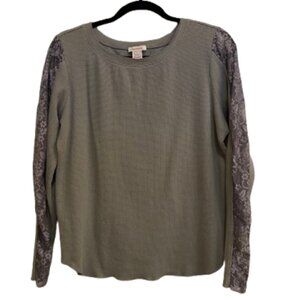 Sundance Gray Thermal with Lace Long Sleeves size L
